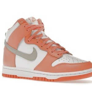 NWT Women’s Nike Dunks High, Salmon with Grey Swoosh, Size 9.5.
